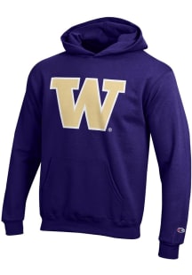 Champion Washington Huskies Youth Purple Powerblend Long Sleeve Hoodie