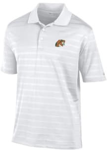Champion Florida A&M Rattlers Mens White Textured Solid Short Sleeve Polo