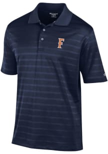 Champion Cal State Fullerton Titans Mens Navy Blue Textured Solid Short Sleeve Polo