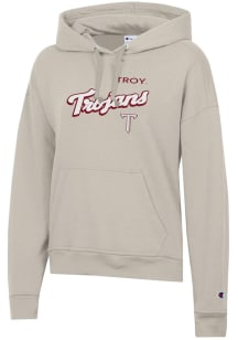 Champion Troy Trojans Womens Tan Powerblend Hooded Sweatshirt