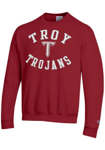 Champion Troy Trojans Mens Cardinal Powerblend Long Sleeve Crew Sweatshirt
