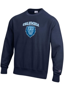 Champion Columbia University Lions Mens Navy Blue Reverse Weave Long Sleeve Crew Sweatshirt