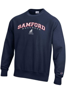 Champion Samford University Bulldogs Mens Navy Blue Reverse Weave Long Sleeve Crew Sweatshirt