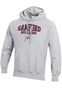 Champion Samford University Bulldogs Mens Silver Reverse Weave Long Sleeve Hoodie
