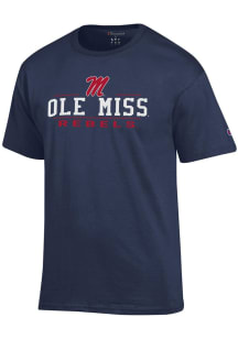 Champion Ole Miss Rebels Navy Blue Jersey Short Sleeve T Shirt