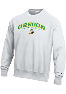 Champion Oregon Ducks Mens White Reverse Weave Long Sleeve Crew Sweatshirt