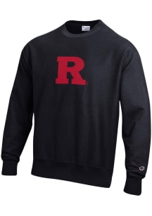 Champion Rutgers Scarlet Knights Mens Black Reverse Weave Long Sleeve Crew Sweatshirt