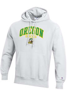 Champion Oregon Ducks Mens White Reverse Weave Long Sleeve Hoodie