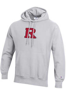 Champion Rutgers Scarlet Knights Mens Silver Reverse Weave Long Sleeve Hoodie