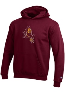 Champion Arizona State Sun Devils Youth Maroon Powerblend Design Long Sleeve Hoodie