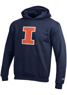 Champion Illinois Fighting Illini Youth Navy Blue Powerblend Long Sleeve Hoodie