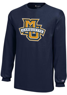 Champion Marquette Golden Eagles Youth Navy Blue Core Long Sleeve T-Shirt