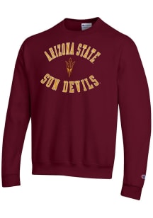 Champion Arizona State Sun Devils Mens Maroon Powerblend Long Sleeve Crew Sweatshirt