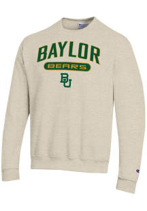 Champion Baylor Bears Mens Oatmeal Powerblend Long Sleeve Crew Sweatshirt