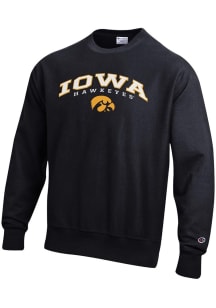 Champion Iowa Hawkeyes Mens Black Reverse Weave Long Sleeve Crew Sweatshirt