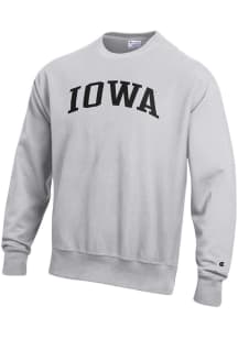 Champion Iowa Hawkeyes Mens Silver Reverse Weave Long Sleeve Crew Sweatshirt