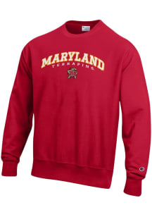 Champion Maryland Terrapins Mens Red Reverse Weave Long Sleeve Crew Sweatshirt