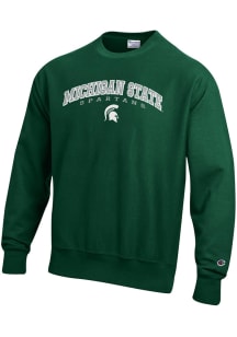 Champion Michigan State Spartans Mens Green Reverse Weave Long Sleeve Crew Sweatshirt