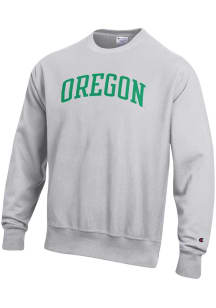 Champion Oregon Ducks Mens Silver Reverse Weave Long Sleeve Crew Sweatshirt