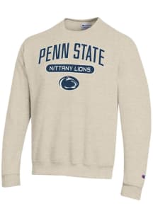 Champion Penn State Nittany Lions Mens Oatmeal Powerblend Long Sleeve Crew Sweatshirt