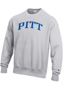 Champion Pitt Panthers Mens Silver Reverse Weave Long Sleeve Crew Sweatshirt