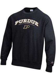 Champion Purdue Boilermakers Mens Black Reverse Weave Long Sleeve Crew Sweatshirt