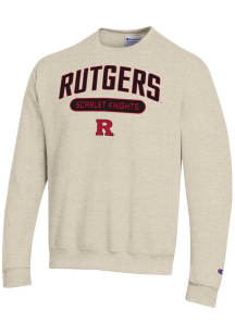 Champion Rutgers Scarlet Knights Mens Oatmeal Powerblend Long Sleeve Crew Sweatshirt