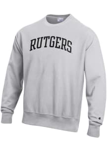 Champion Rutgers Scarlet Knights Mens Silver Reverse Weave Long Sleeve Crew Sweatshirt