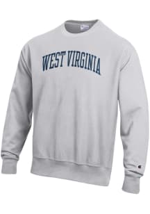 Champion West Virginia Mountaineers Mens Silver Reverse Weave Long Sleeve Crew Sweatshirt