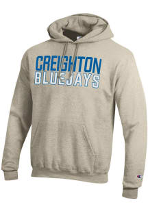 Champion Creighton Bluejays Mens Oatmeal Powerblend Long Sleeve Hoodie