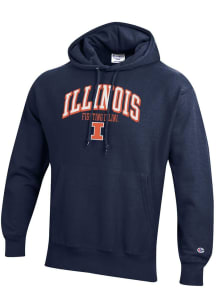 Champion Illinois Fighting Illini Mens Navy Blue Reverse Weave Long Sleeve Hoodie