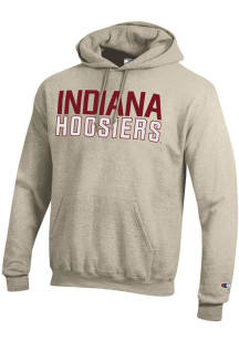 Champion Indiana Hoosiers Mens Oatmeal Powerblend Long Sleeve Hoodie