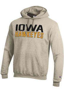 Champion Iowa Hawkeyes Mens Oatmeal Powerblend Long Sleeve Hoodie