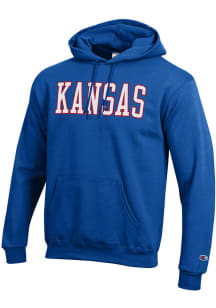 Champion Kansas Jayhawks Mens Blue Powerblend Long Sleeve Hoodie