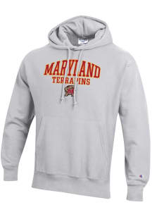 Champion Maryland Terrapins Mens Silver Reverse Weave Long Sleeve Hoodie