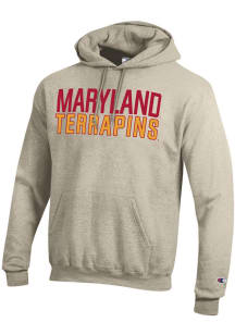 Champion Maryland Terrapins Mens Oatmeal Powerblend Long Sleeve Hoodie