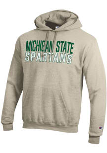 Champion Michigan State Spartans Mens Oatmeal Powerblend Long Sleeve Hoodie
