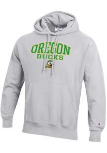 Champion Oregon Ducks Mens Silver Reverse Weave Long Sleeve Hoodie
