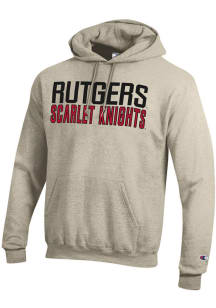 Champion Rutgers Scarlet Knights Mens Oatmeal Powerblend Long Sleeve Hoodie
