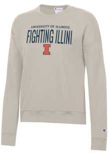 Champion Illinois Fighting Illini Womens Tan Powerblend Crew Sweatshirt