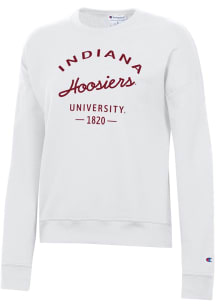 Champion Indiana Hoosiers Womens White Powerblend Classic Crew Sweatshirt