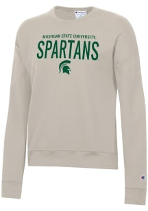 Champion Michigan State Spartans Womens Tan Powerblend Crew Sweatshirt