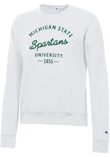 Champion Michigan State Spartans Womens White Powerblend Fabric Crew Sweatshirt