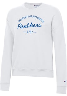 Champion Pitt Panthers Womens White Powerblend Crew Sweatshirt