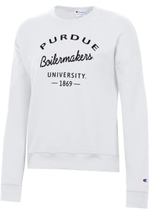 Champion Purdue Boilermakers Womens White Powerblend Crew Sweatshirt