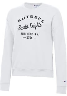 Champion Rutgers Scarlet Knights Womens White Powerblend Crew Sweatshirt