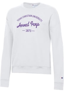 Champion TCU Horned Frogs Womens White Powerblend Crew Sweatshirt