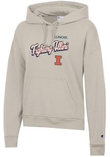 Champion Illinois Fighting Illini Womens Tan Powerblend Hooded Sweatshirt
