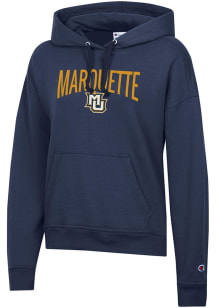 Champion Marquette Golden Eagles Womens Navy Blue Powerblend Hooded Sweatshirt