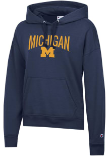 Champion Michigan Wolverines Womens Blue Powerblend Design Hooded Sweatshirt